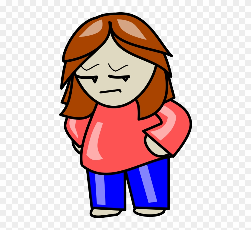 Girl With Hands On Hips And Sad Or Angry Face - Cartoon Student Transparent Background #218494