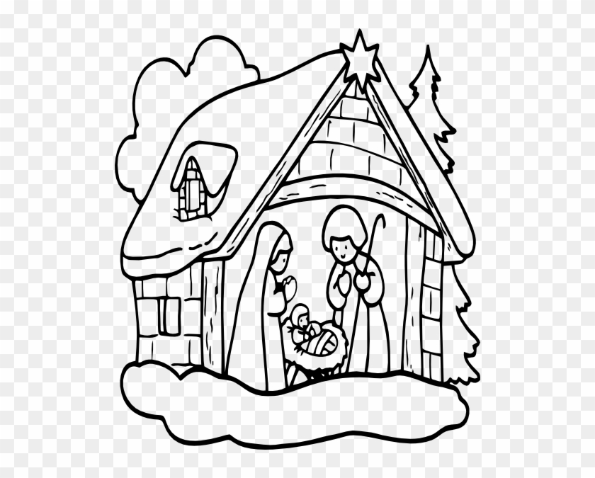 Manger House3 Clip Art At Clker - Christmas Images Black And White #218961
