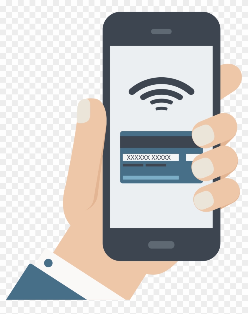 Mobile Phone Mobile Payment Clip Art - Holding Phone Flat Design #219036