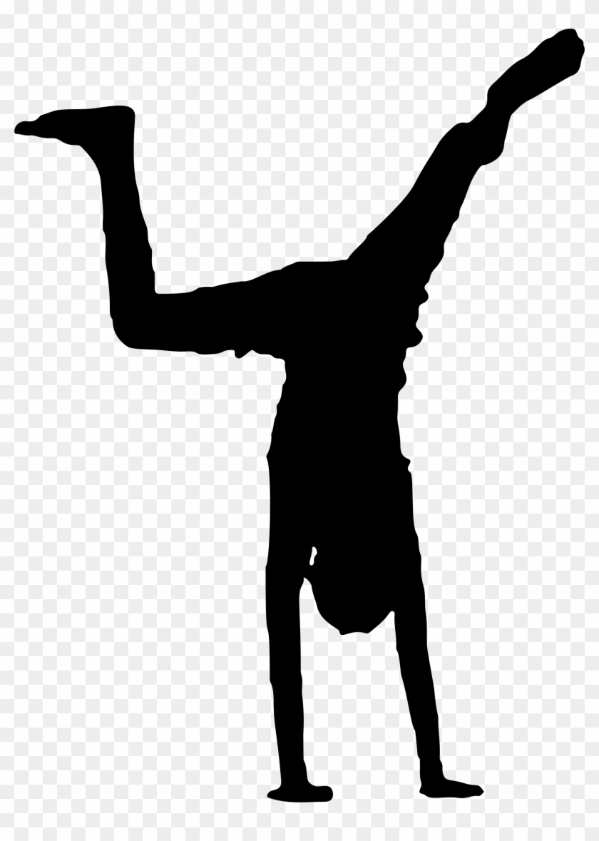 Silhouette Black Line - Handstand Clip Art #1387389