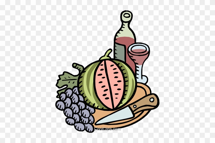 Wine With Melon And Grapes Royalty Free Vector Clip - Francis Kaufman House Restaurant #1387494