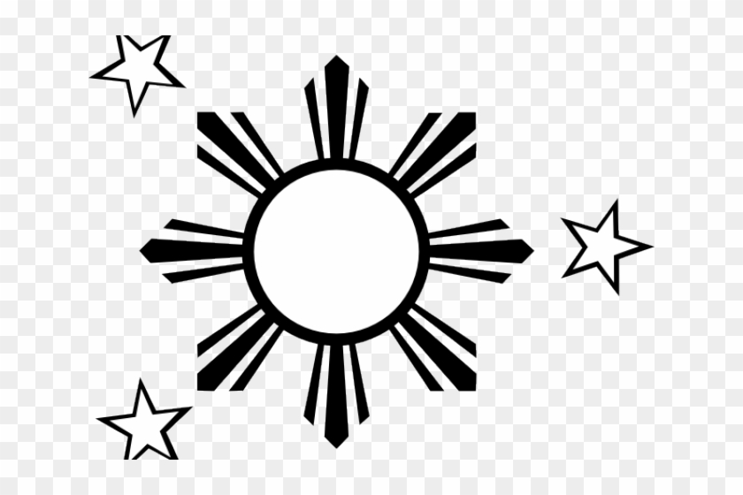 Drawn Stars Philippine Flag - Black And White Philippine Flag #1387596