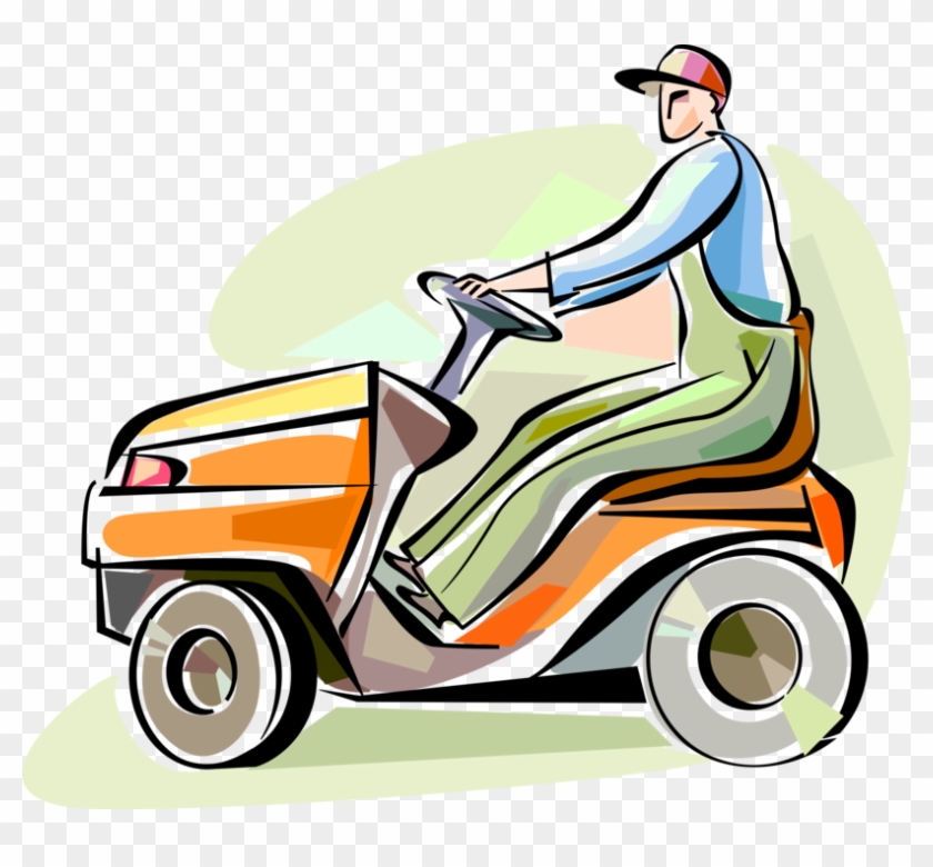 Lawn Care Worker With Riding Mower - Riding Mower Clipart Png #1387824