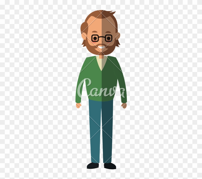 Happy Man Cartoon Icon - Middle Aged Man Cartoon #1387831