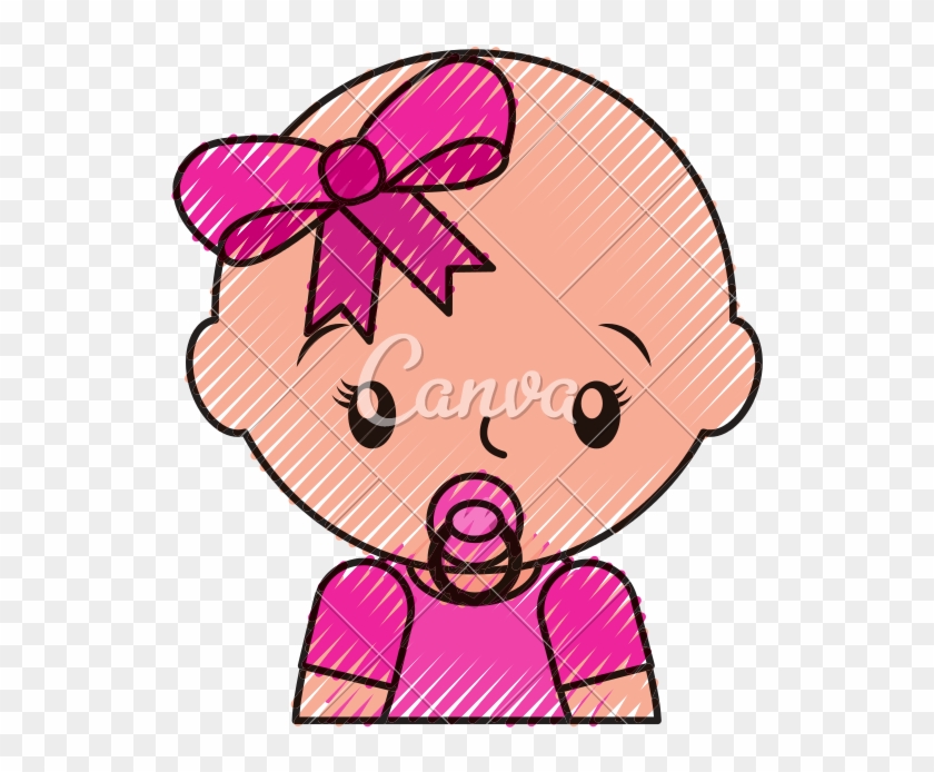 Happy Baby Girl With Pacifier Vector Icon Illustration - Infant #1387835