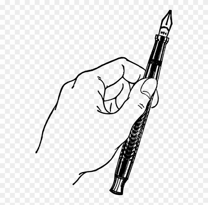 Paper Pens Fountain Pen Quill Drawing - Pen With Hand Clipart #1388040