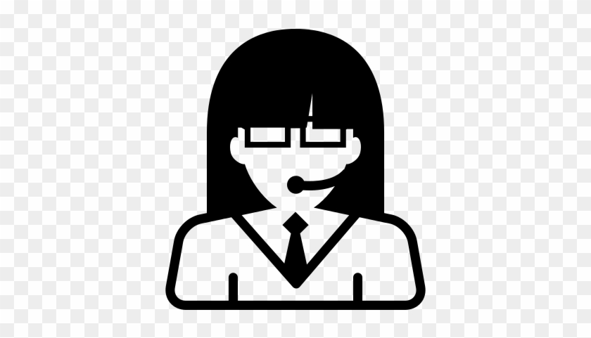Call Center Girl With Glasses And Headset Vector - Girl Thinking Icon Png #1388384