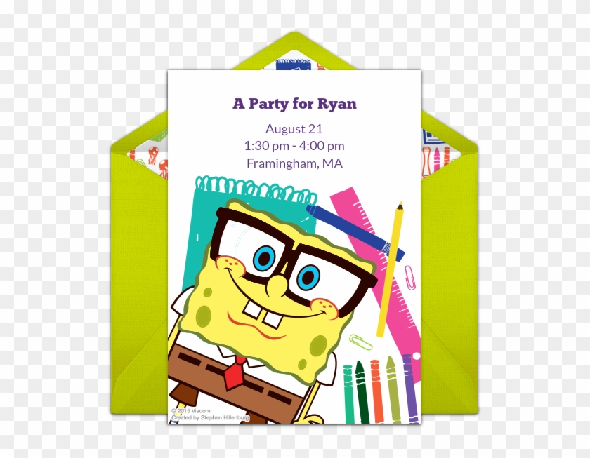 Spongebob Back To School Online Invitation - Back To School Kitty Party Invitations #1388749