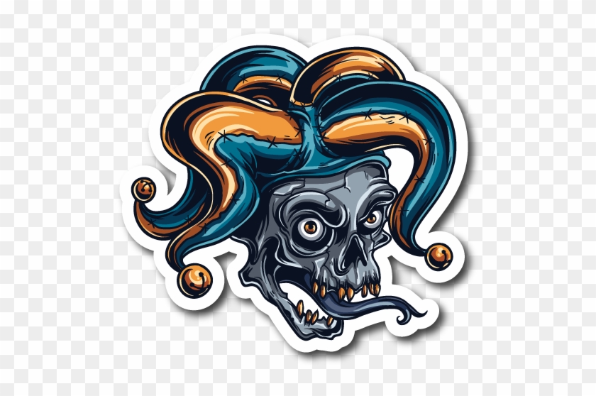 Devil Skull Sticker - Vinyldisorder Jester Skull Wall Decal - Vinyl Car Sticker #1388801