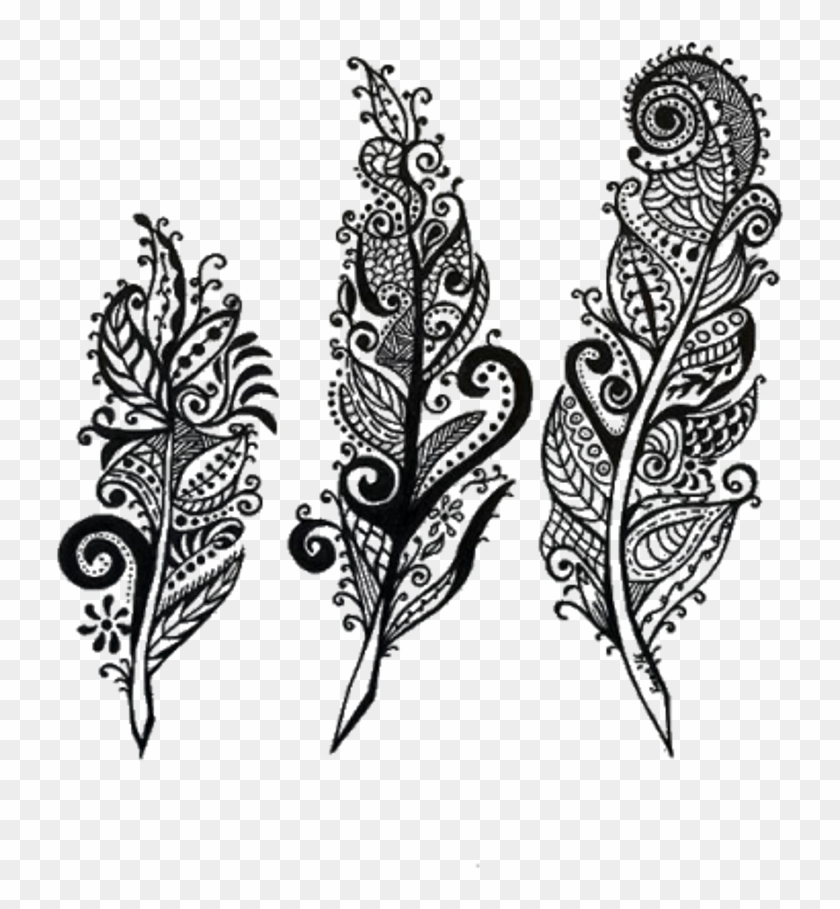 Boho Bohemian Design Feather Feathers Freetoedit - Mandala Drawing Feather #1389206