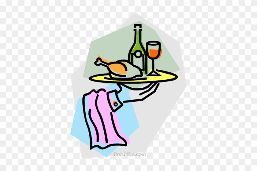 Waiter With Serving Tray Royalty Free Vector Clip Art - Clipart Kellner #1389440