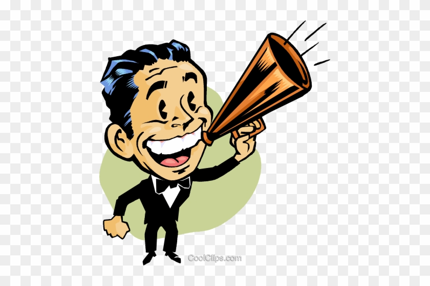 Man Making Announcements Royalty Free Vector Clip Art - Announcement Animation #1389487