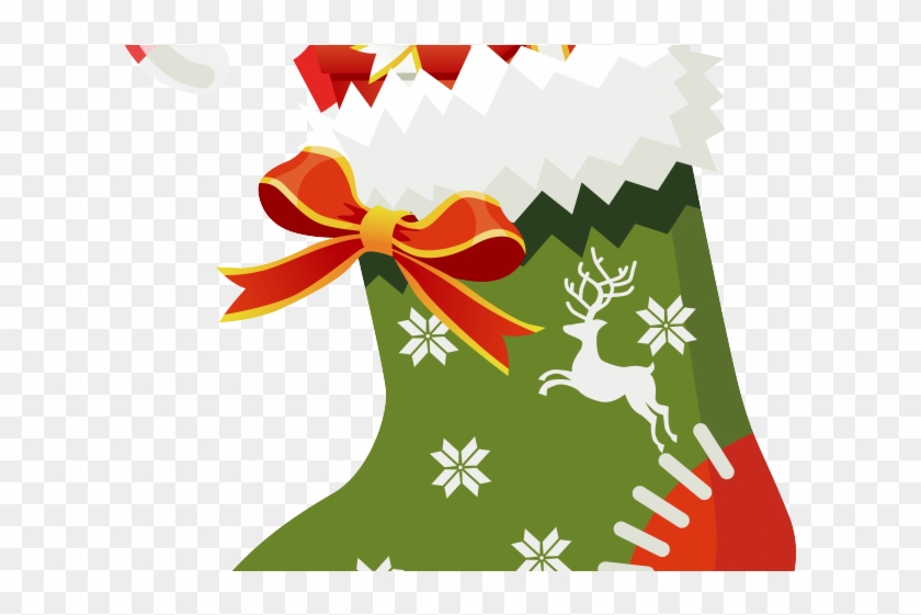 Poinsettia Clipart Candy Cane - Green Christmas Stocking Clip Art #1389539