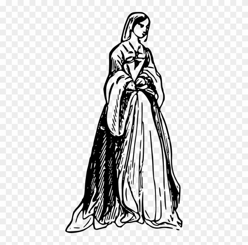 Clothing 16th Century Drawing Dress Line Art - Clipart 16th Century #1389817