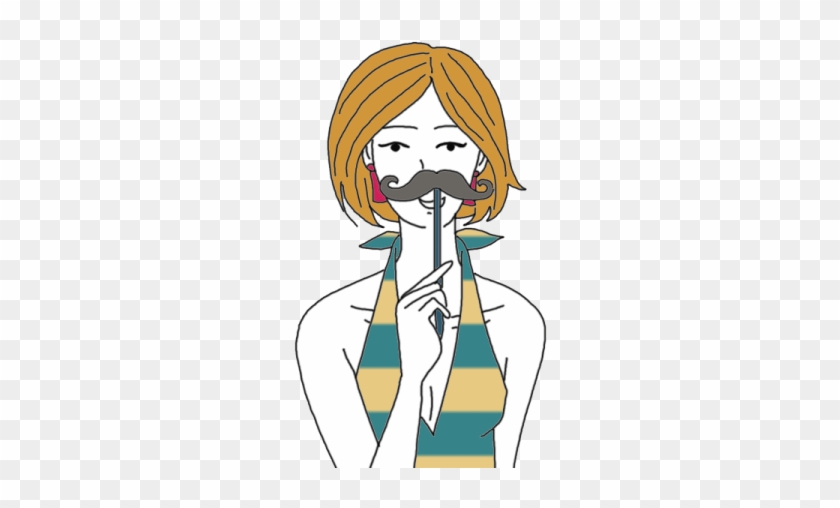 Girl Moustache - Cartoon #1390019