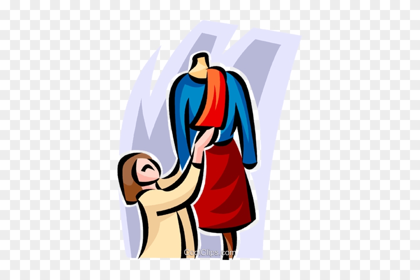 Woman With Mannequin Royalty Free Vector Clip Art Illustration - Cartoon #1390055