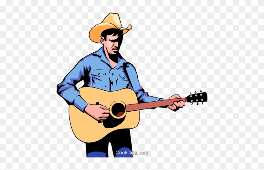 Joueur De Guitare Cow Boy Vecteurs De Stock Et Clip - Man Strumming A Guitar #1390237