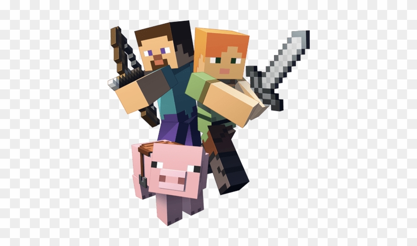 Fighting Minecraft Transparent Png - Steve E Alex Minecraft #1390389