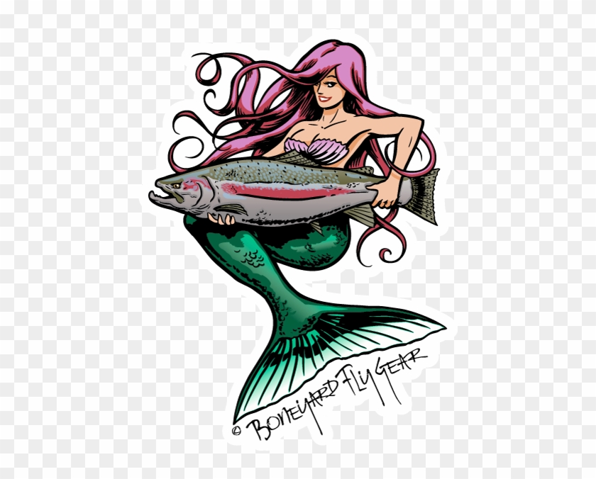 Mermaid Fishing Signs, Fly Fishing, Rainbow Trout, - Mermaid Fishing Stickers #1390432