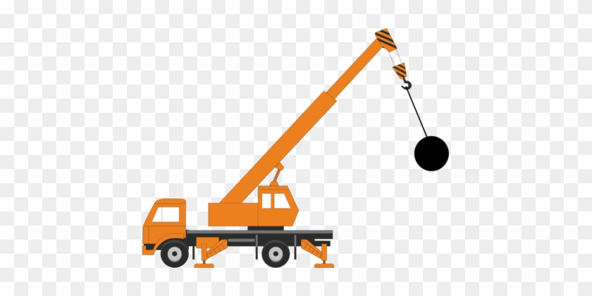 Wrecking Ball Computer Icons Crane Heavy Machinery - Crane With A Wrecking Ball #1390716