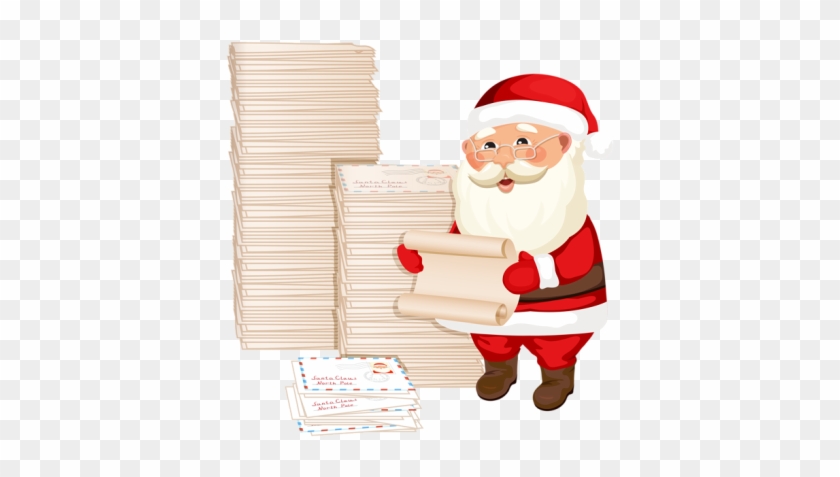 Santa Claus With Letters Png Clipart Image - Santa Claus Writing Png #1390892