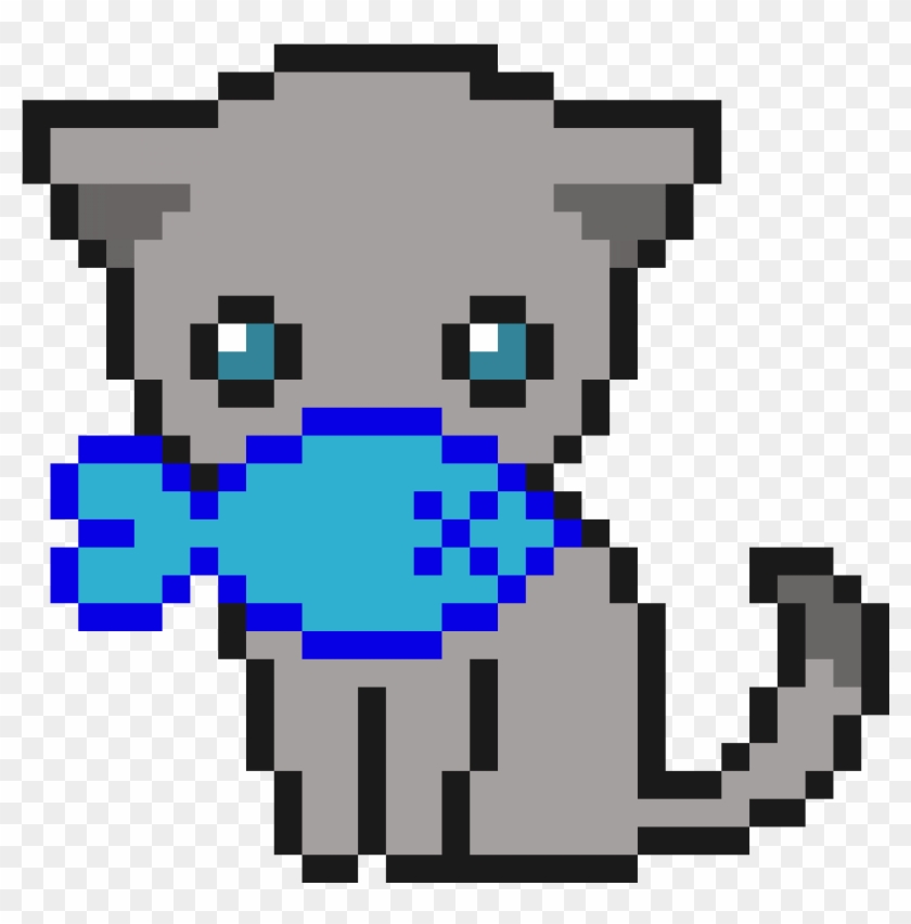 Kitty Eat Fish - Pixel Art Cute Cat #1391038