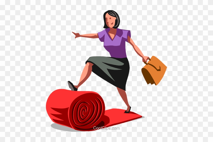 Businesswoman Rolling Out The Red Carpet Royalty Free - Illustration #1391397