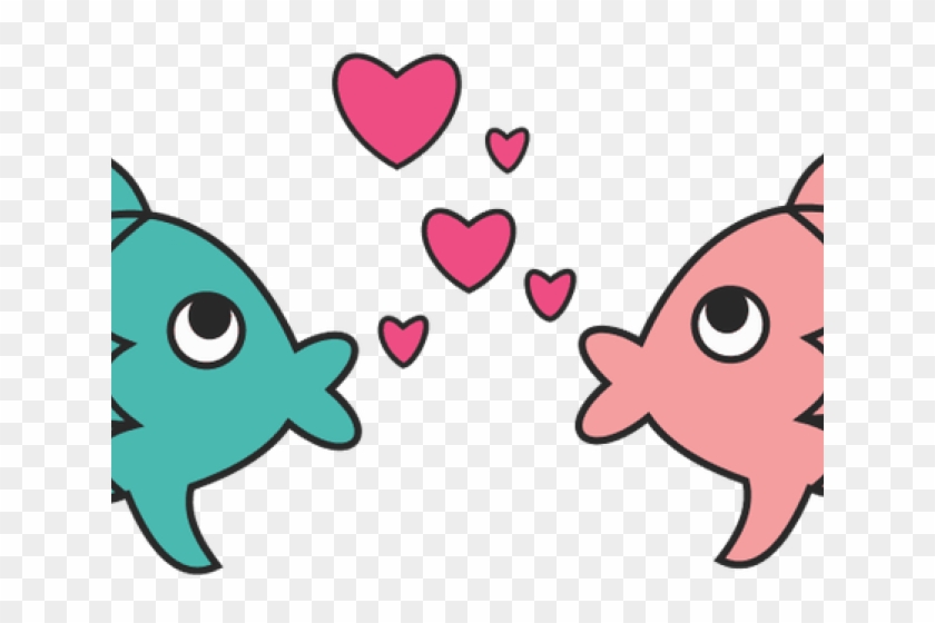 Hearts Clipart Fish Hook - Cartoon Fish In Love #1391520