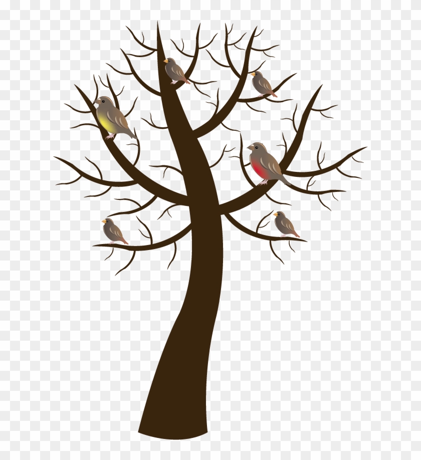 Tree Clip Art Material - Tree With Birds Ornament (round) #1391561
