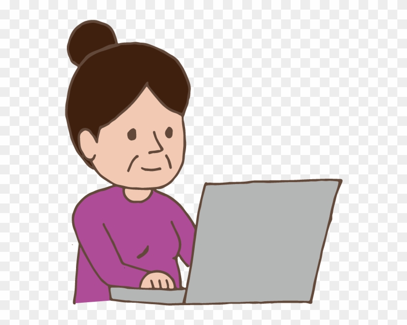 Old Lady Using Laptop - Illustration #1391730
