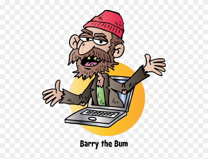 Tramp Bum Beard Computer - Cartoon #1391979