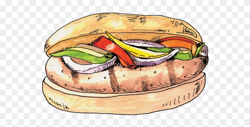 Sandwich Clipart Warm Food - Sausage And Peppers Clipart #1392047