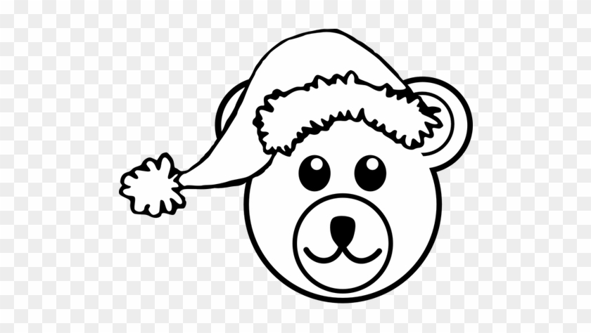 Cartoon Bear Clipart - Christmas Teddy Bear Clipart Black And White #1392188