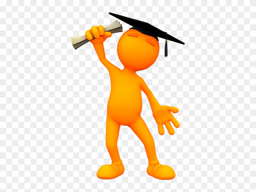 3d Orange Man Graduates And Wears Mortarboard - Man #1392305