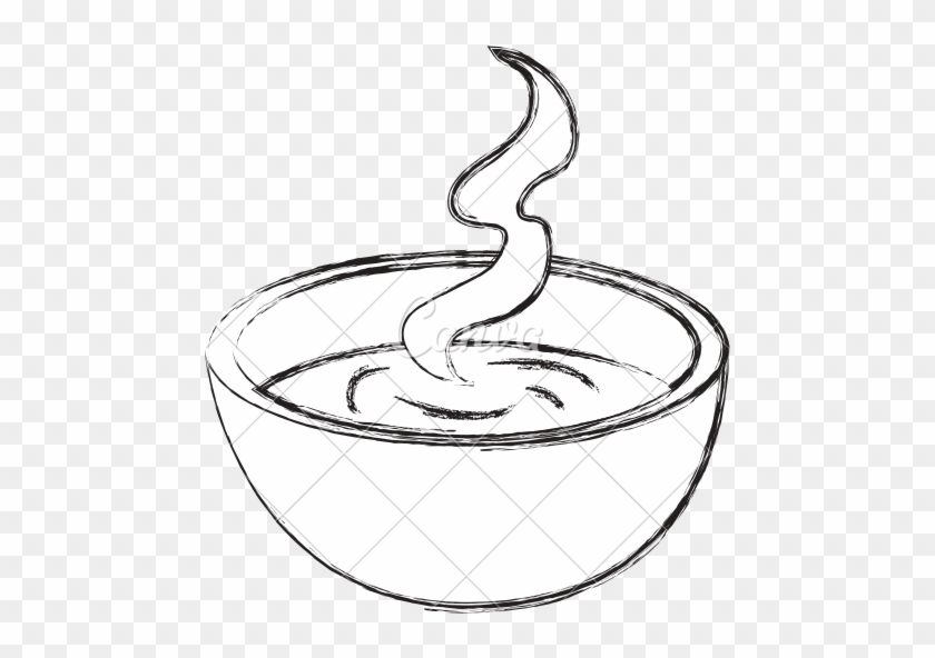 Free Library Bowl Of Soup Clipart Black And White - Soup Bowl Sketch #1392306