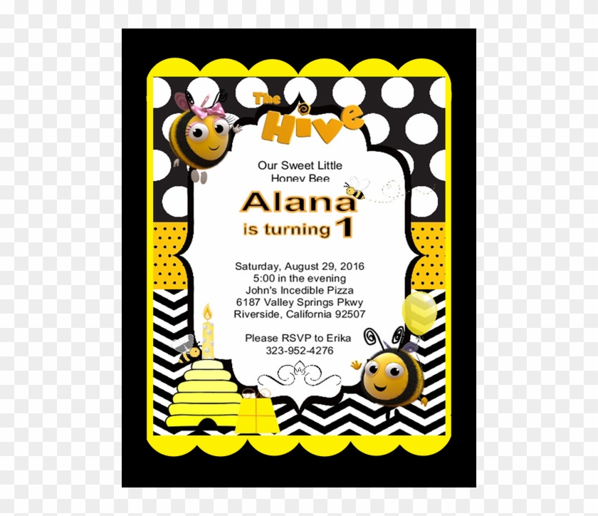 The Hive Yellow & Black Party Keepsake Bottle Invitation - Cartoon #1392882