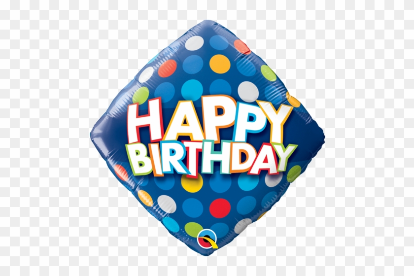 Birthday Blue & Colourful Dots Foil Balloon Q57331 - Happy Birthday Make A Wish Round Balloon - 18" Foil #1393235