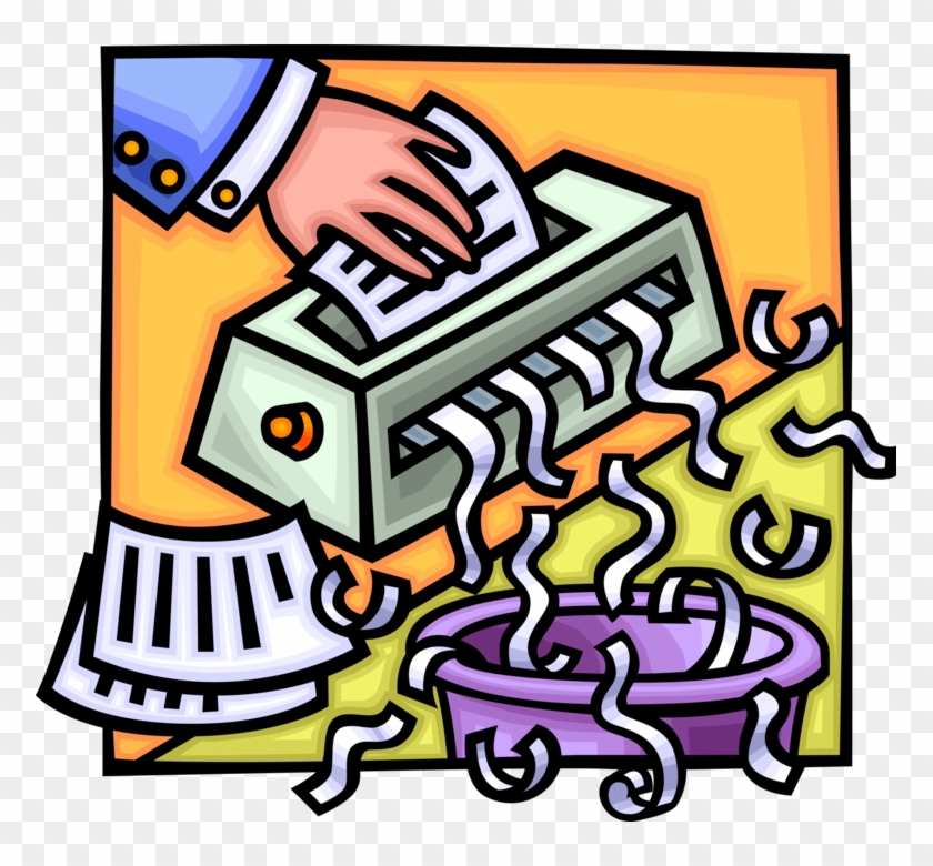 Vector Illustration Of Office Paper Shredder Destroys - Reduce Access To Personal Data #1393288