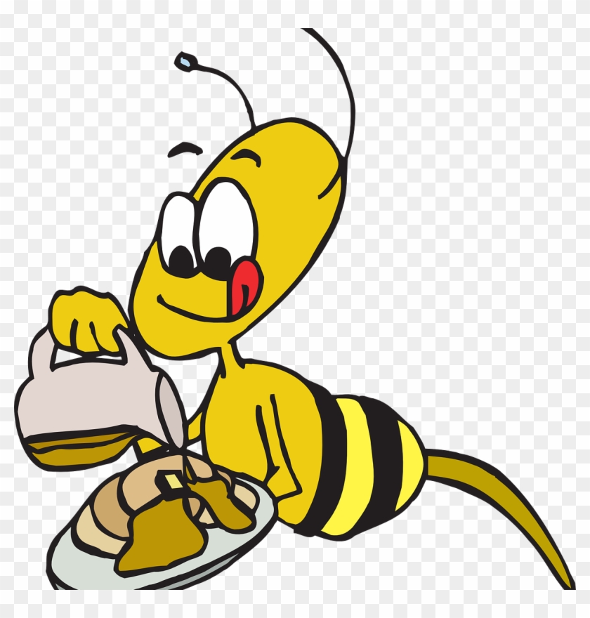 Leviva - Bee Eating Honey Cartoon #1393314