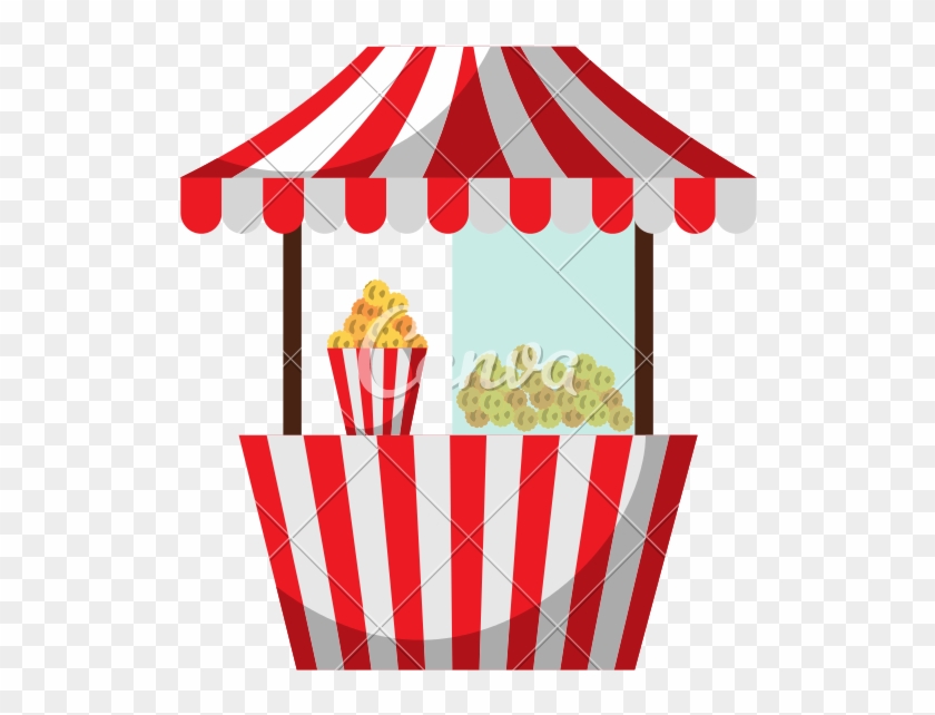 Carnival Fast Food Cart With Pop Corn - Carnival Cart Png #1393463