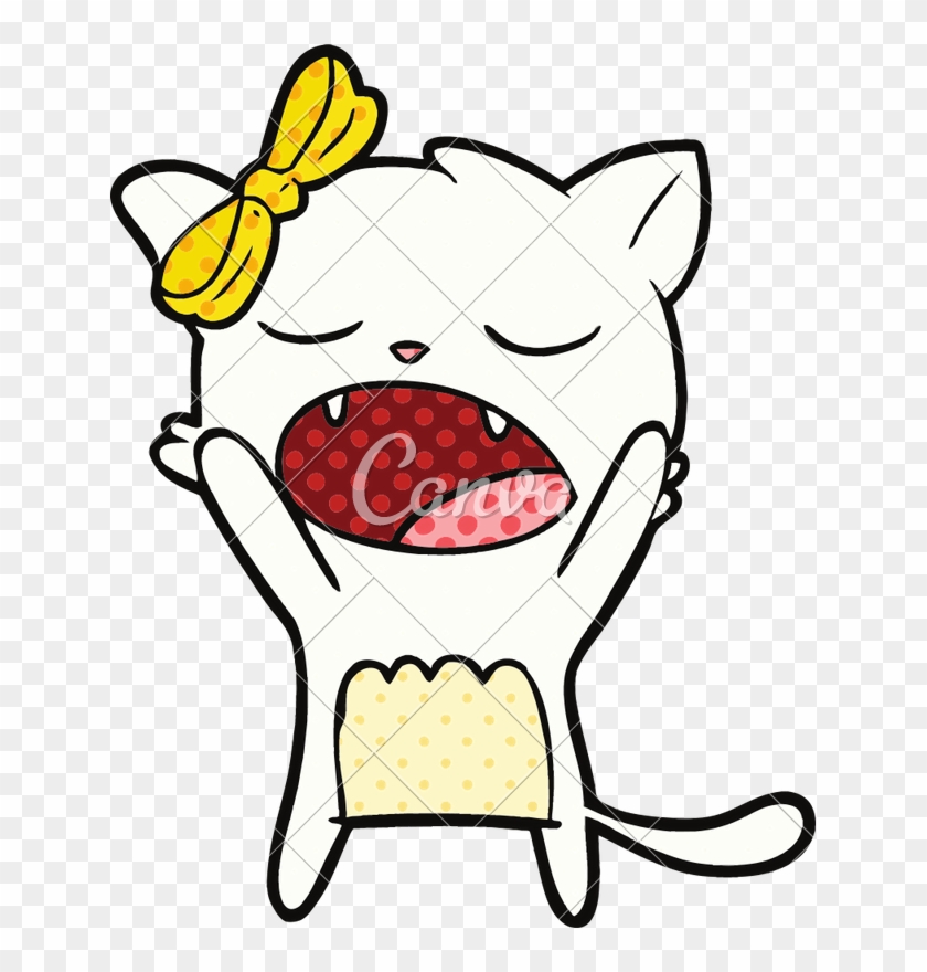 Cartoon Cat Meowing - Illustration #1393854