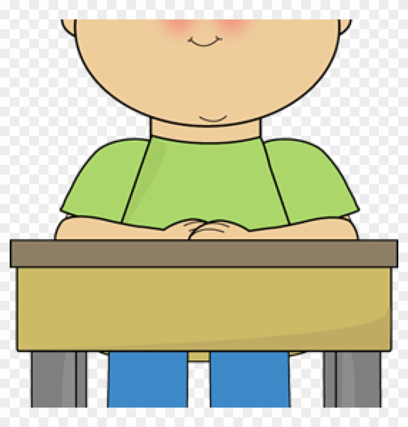 Student Working At Desk Clipart Student Sitting At - Child Sitting In Desk Clipart #1394058