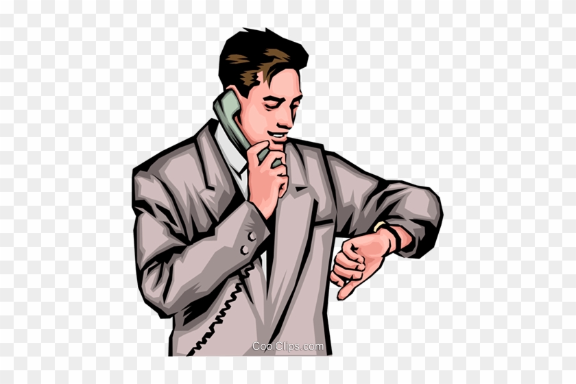 Man With Phone & Watch Royalty Free Vector Clip Art - Man Talking On The Phone #1394303