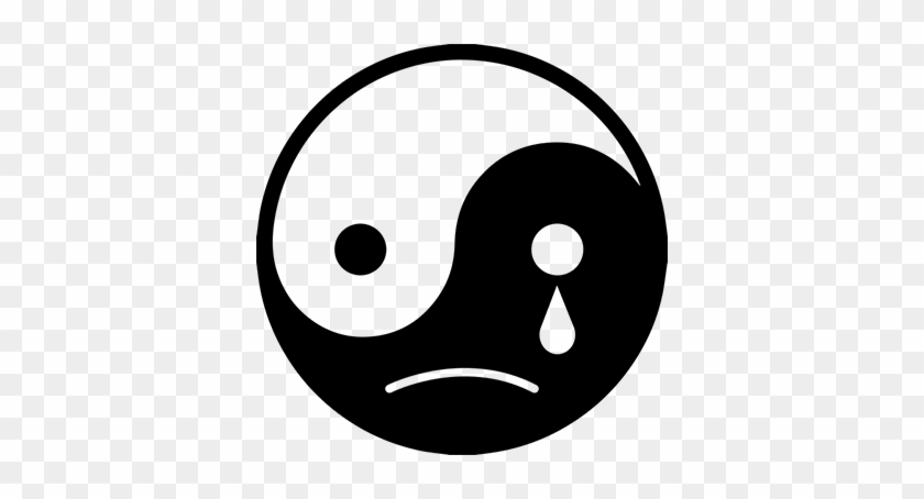 Vinil Decorativo Yin Yang Triste - Smiley Noir Et Blanc Triste #1394331