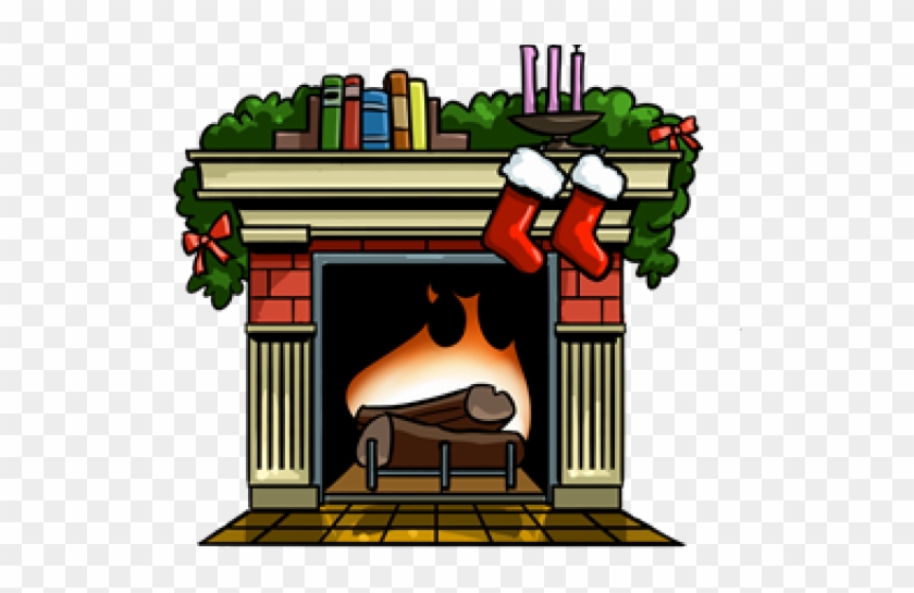 Living Room Clipart Fireplace Clipart - Fireplace With Stockings Clipart #1394357