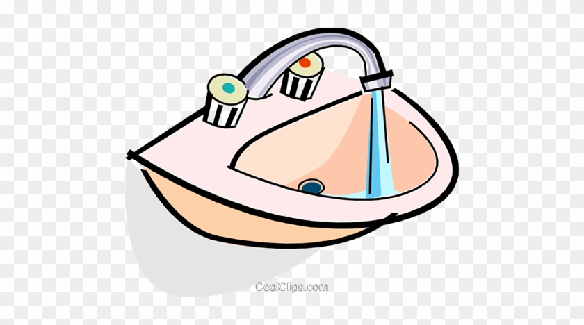 Sink With Running Water Royalty Free Vector Clip Art - Sink Clip Art #1394462