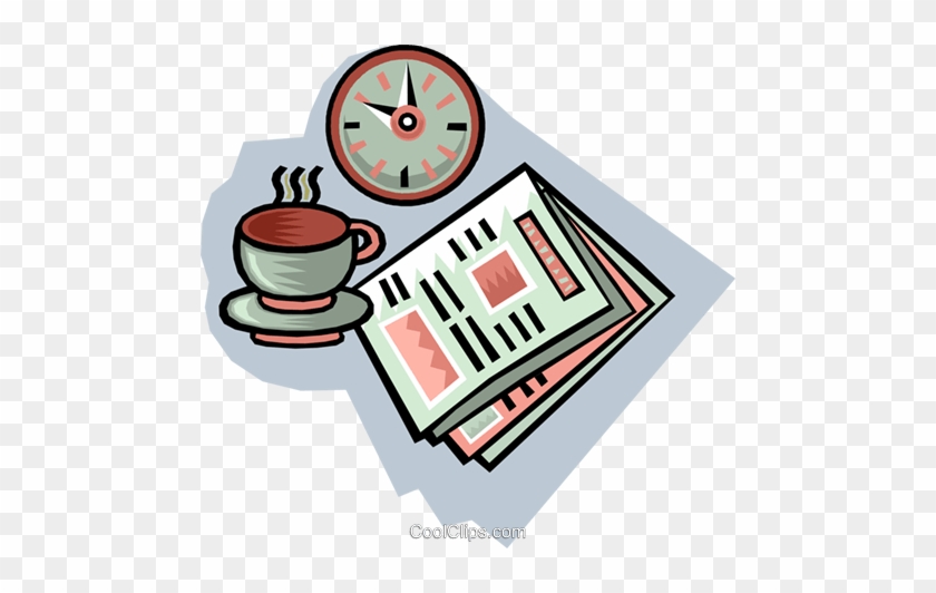 Morning Coffee Break Royalty Free Vector Clip Art Illustration - Quartz Clock #1394617