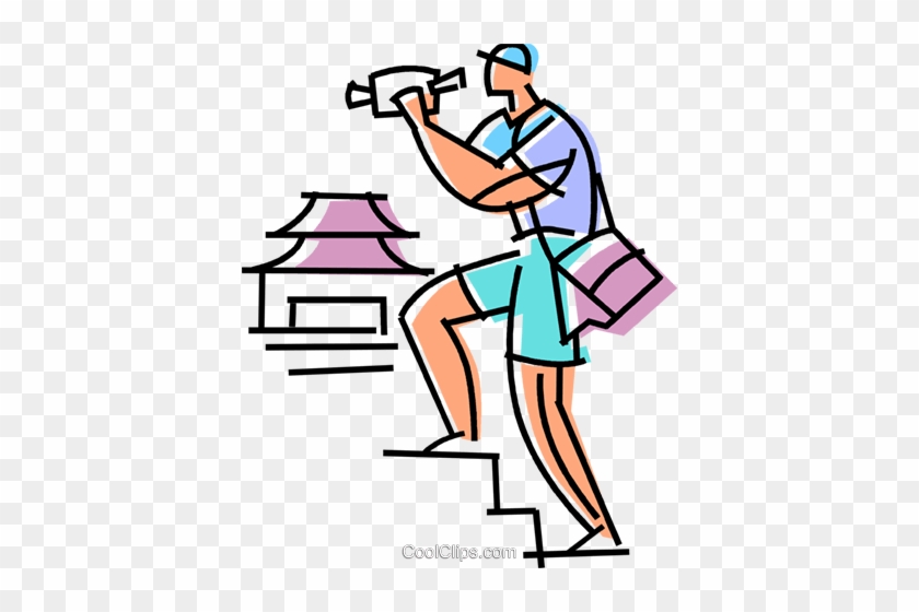 Traveler And His Video Camera Royalty Free Vector Clip - Video Camera #1395372