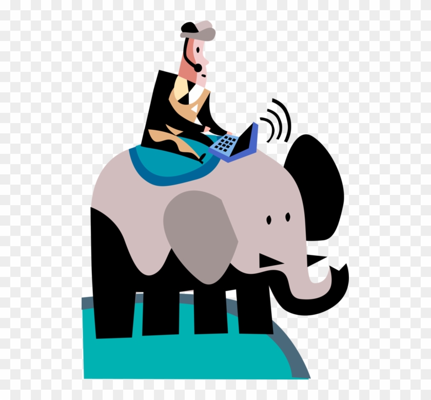 Entrepreneur Traveller Rides Elephant - Black And White #1395376