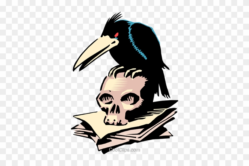 Cartoon Crow And Skull Royalty Free Vector Clip Art - Cartoon Crow #1395939